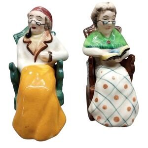 1960's NORCREST Salt & Pepper Shakers. Grandma & Grandpa in Rocking Chairs JAPAN